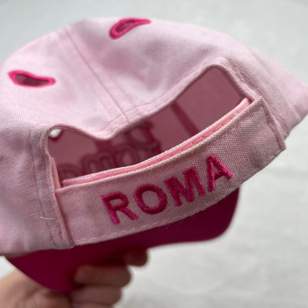 Vintage Y2K‎ Pink Heart Cutout Roma Italy Baseball Cap Style Hat - Picture 3 of 7